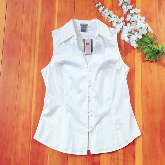 Ann Taylor Tops - Ann Taylor Sleeveless Button Down Collar Shirt